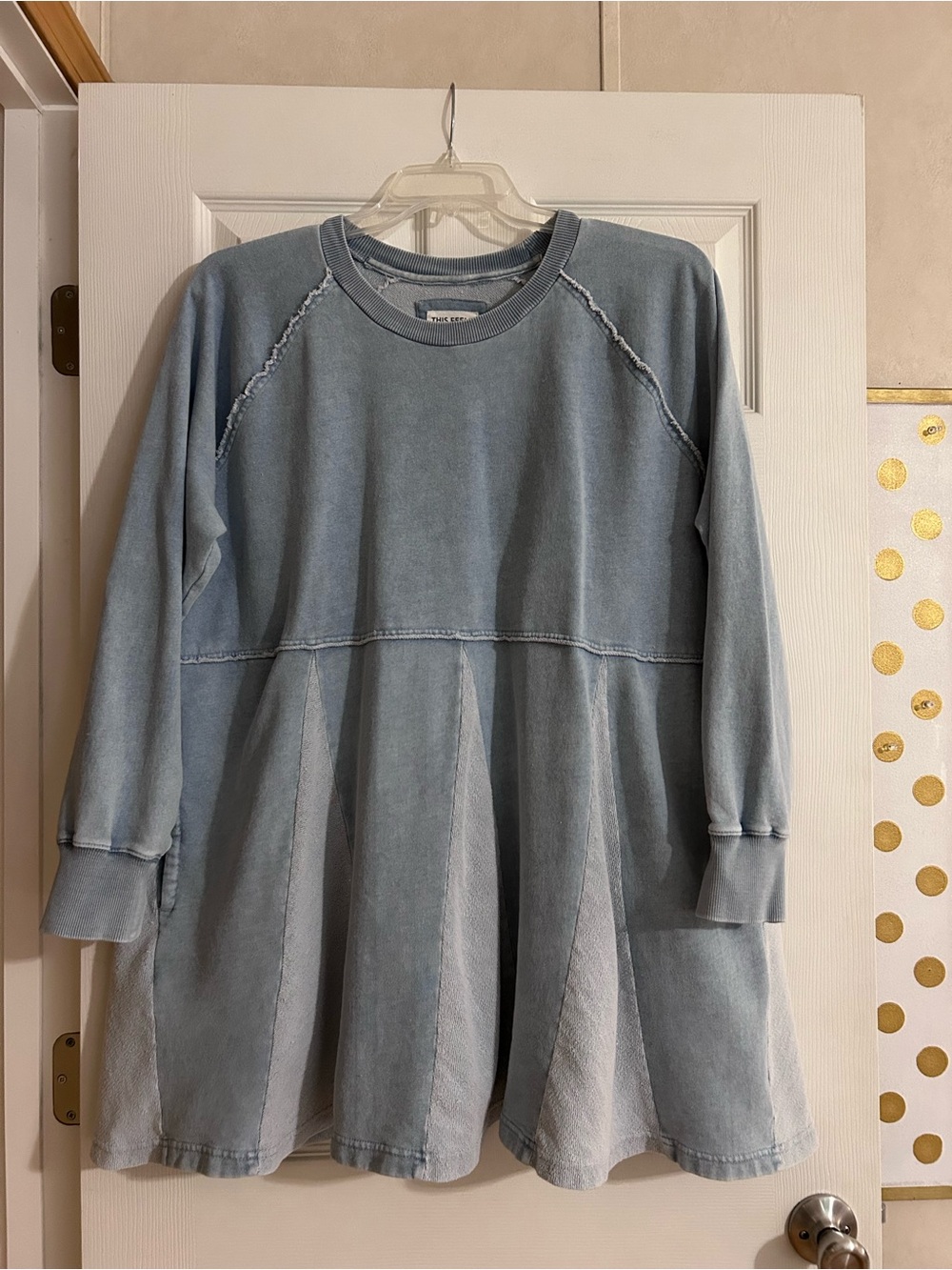 Light Blue Long Sleeve Sweatshirt Dress